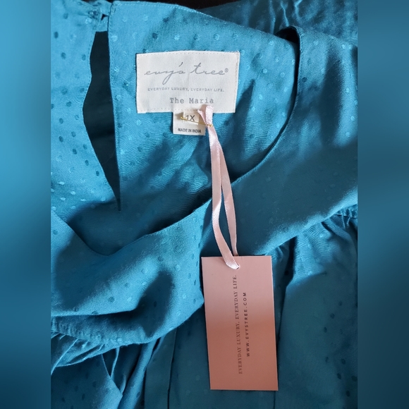 Evy's Tree The Maria Blue Midi Shirt Dress Women's Size 1X NWT Boho Chic - Picture 7 of 12